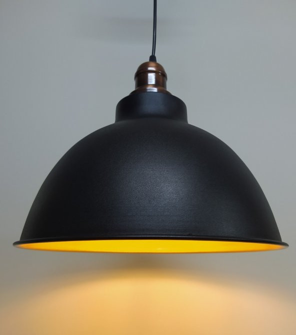MYLİGHTS  RETRO RUSTİK BAKIR  ASKILI METAL SARKIT AVİZE SİYAH  İÇİ ALTIN - 2