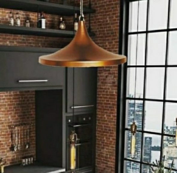 MYLİGHTS  RETRO RUSTİK MAT BAKIR METAL SARKIT AVİZE 36 CM ürün görseli