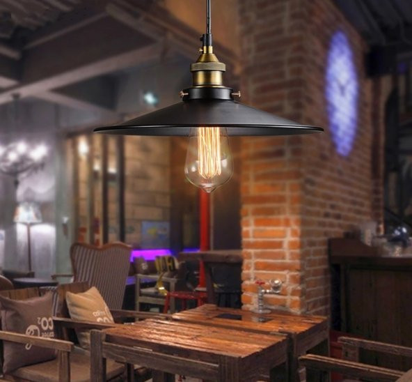 MYLİGHTS  RETRO METAL SARKIT AVİZE RUSTİK TEKLİ SİYAH  İÇİ SİYAH  30CM  EN ürün görseli