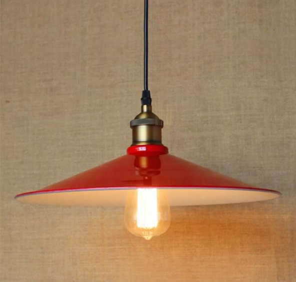 MYLİGHTS   RETRO RUSTİK KIRMIZI İÇİ BEYAZ METAL SARKIT AVİZE ürün görseli