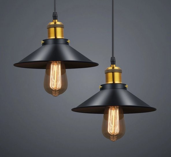 MYLİGHTS  RETRO  İKİLİ YUVARLAK METAL SARKIT AVİZE 30 CM EN
