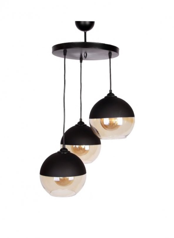 MYLİGHTS  RETRO  ÜÇLÜ SARKIT AVİZE  20CM CAMLAR  RUSTİK AVİZE - 2