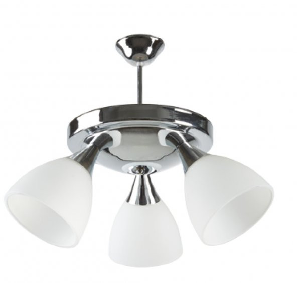 MYLİGHTS  KROM  MODERN SPOR ÜÇLÜ OPAL CAMLI AVİZE