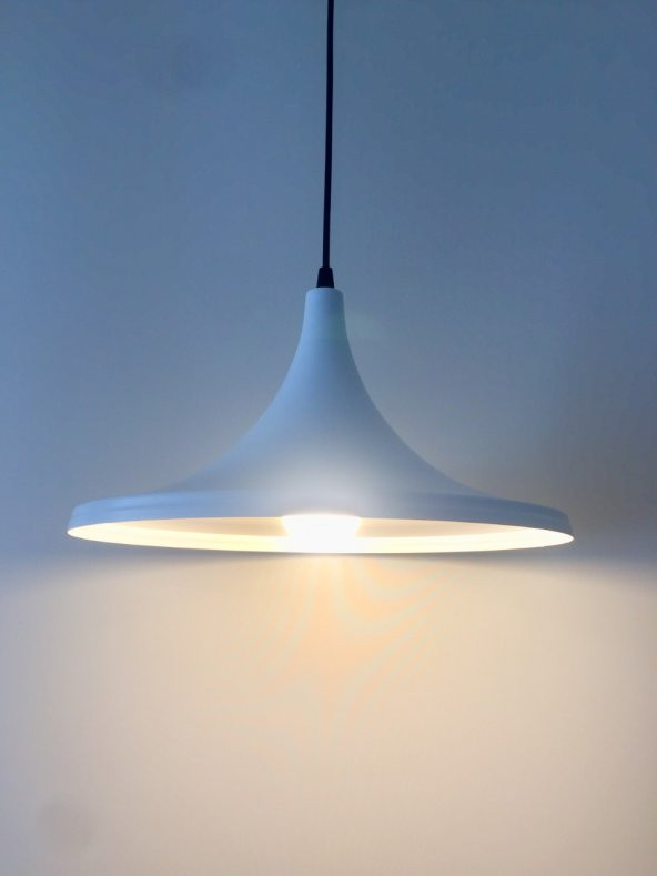 MYLİGHTS  RETRO BEYAZ İÇİ BEYAZ BETAL SARKIT AVİZE 36 CM - Resim 2