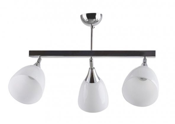 MYLİGHTS  KROM ÜÇLÜ HAREKETLİ SIRALI AVİZE  OPAL CAM SPOR MODERN AVİZE 55CM EN