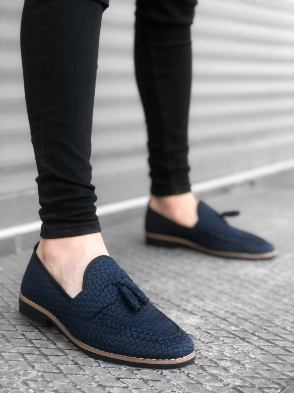 ER0009 Erb Klasik Corcik Püsküllü Desenli Lacivert Erkek Ayakkabı - 2