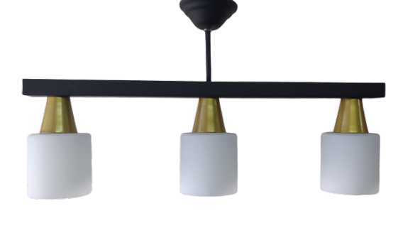 MYLİGHTS   MODERN SİYAH OPAL CAMLI SIRALI  3LÜ AVİZE 60CM EN ürün görseli