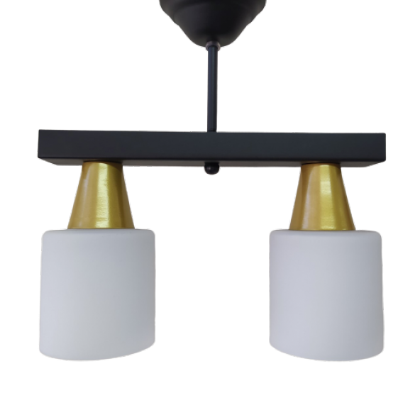 MYLİGHTS  MODERN   SİYAH SIRALI  İKİLİ SARKIT AVİZE OPAL CAMLI