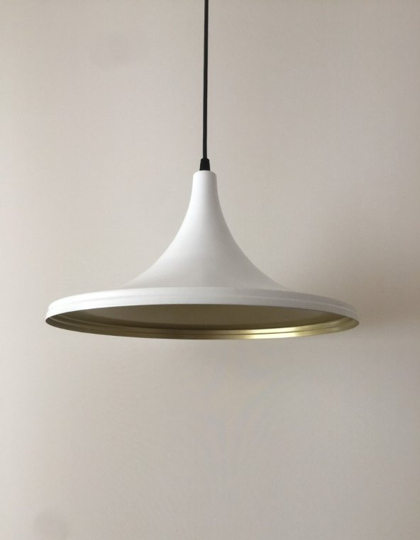 MYLİGHTS  RETRO BEYAZ İÇİ SARI METAL SARKIT 36 CM - Resim 2