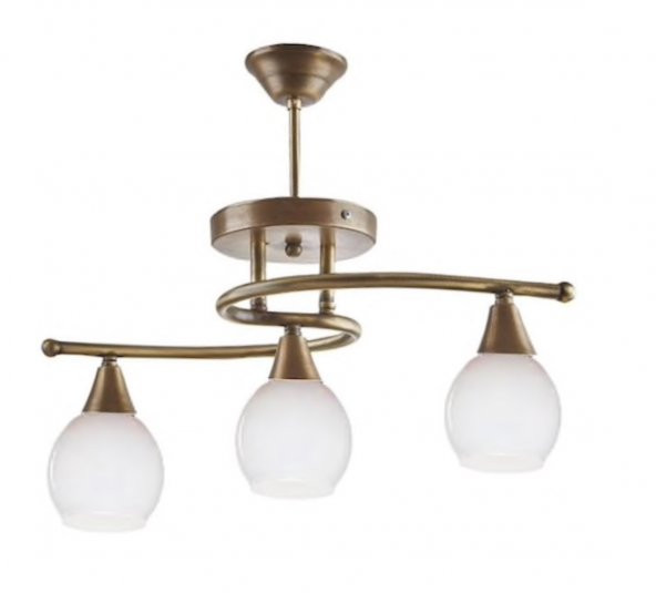 MYLİGHTS  RETRO ESKİTME ÜÇLÜ AVİZE OPAL CAMLI  E27 ürün görseli