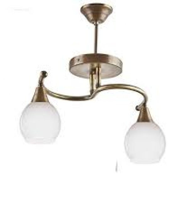 MYLİGHTS RETRO ESKİTME İKİLİ OPAL CAMLI AVİZE ürün görseli