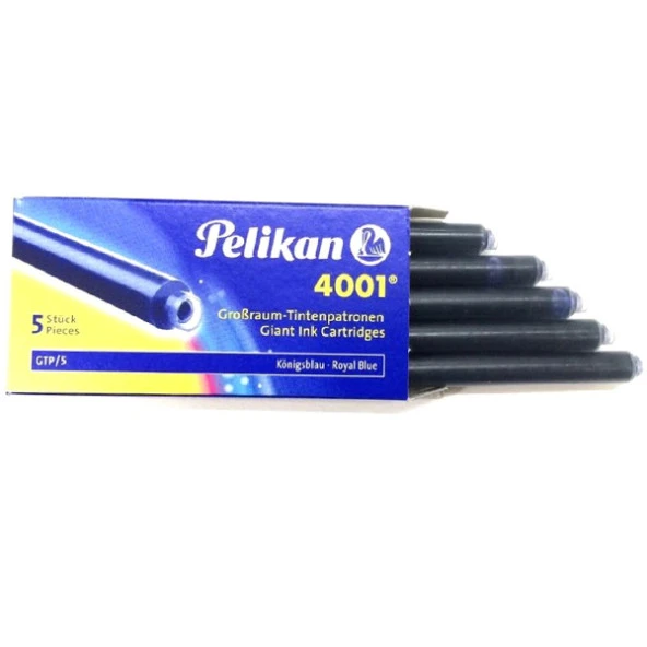 Pelikan Dolma Kalem Kartuşu Uzun Royal Mavi 4001 5 Li (50 Paket)