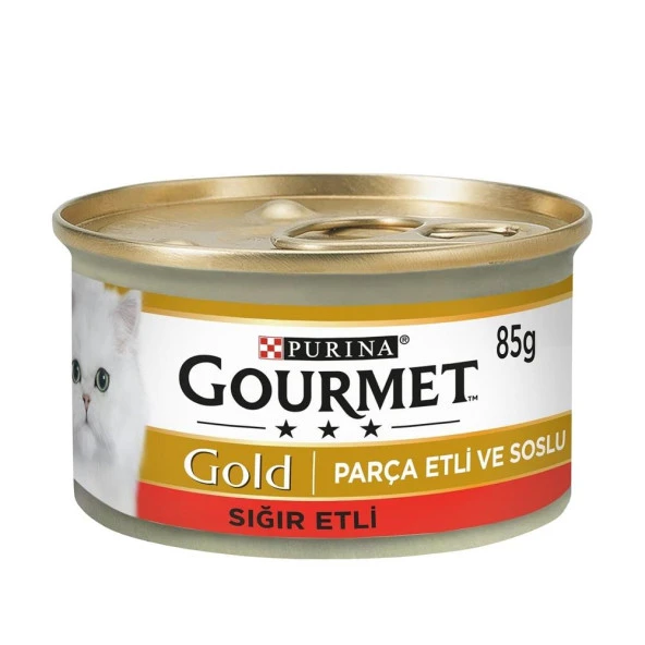 Gourmet Gold Parça Etli Soslu Sığır Etli Kedi Konservesi 85g