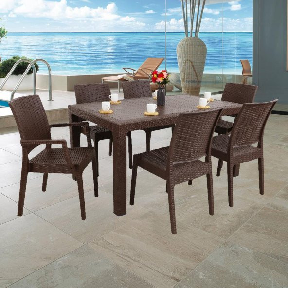 Mandella Elit 90x150 Rattan 2 Elit Koltuk 4 Elit Sandalye Masa Takımı Kahverengi - 3