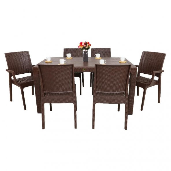 Mandella Elit 90x150 Rattan 2 Elit Koltuk 4 Elit Sandalye Masa Takımı Kahverengi - 2