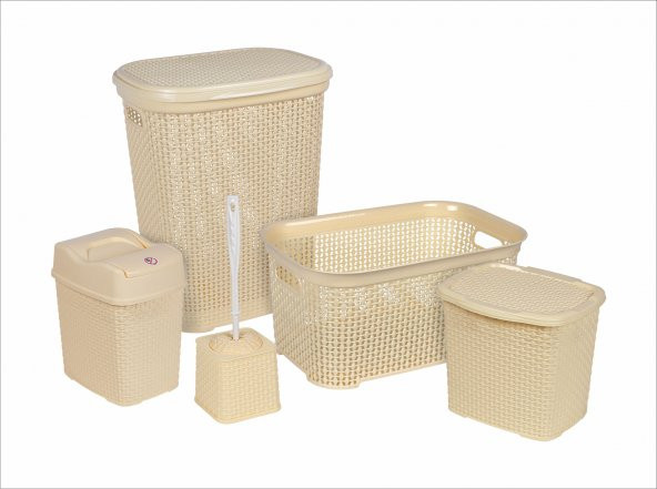Sağlam Plastik Damla 5'li Çeyiz Seti Krem