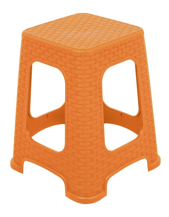 Mandella Sağlam Plastik Karizma Rattan Tabure (6 Adet) Tik