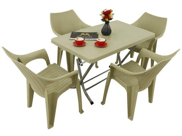Mandella Zeugma 70x120 Katlanır Ayak 4 Kişilik Polo Koltuk Masa Takımı Çölbeji ürün görseli