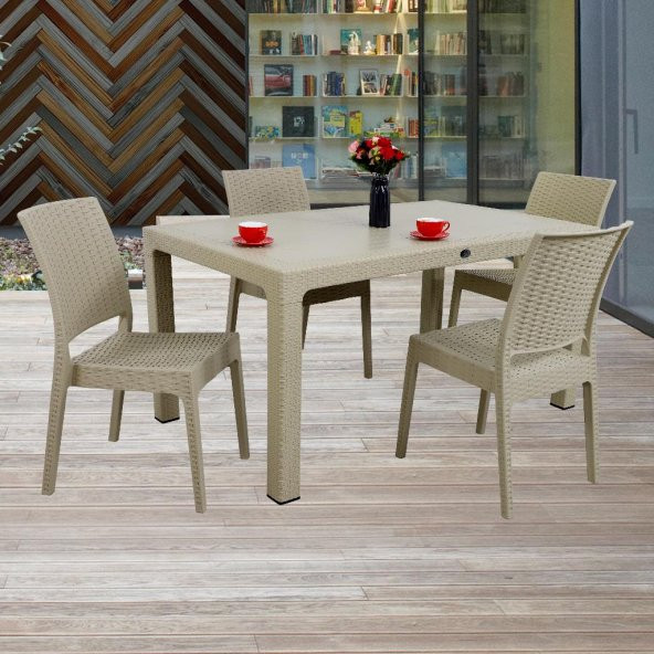 Mandella Elit Rattan 90x150 4 kişilik Elit Sandalye Masa Takımı Çölbeji - 2