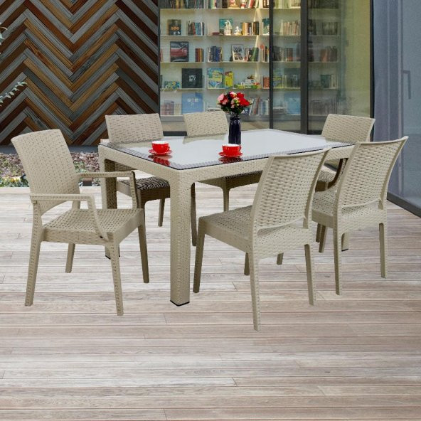 Mandella Elit Rattan 90x150 2 Elit Koltuk 4 Elit Sandalye Camlı Masa Takımı Çölbeji - Resim 3