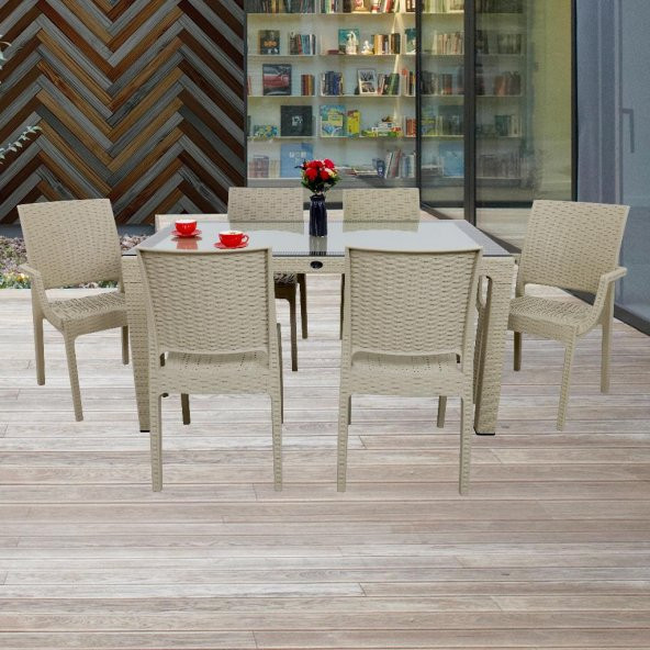 Mandella Elit Rattan 90x150 2 Elit Koltuk 4 Elit Sandalye Camlı Masa Takımı Çölbeji - Resim 4