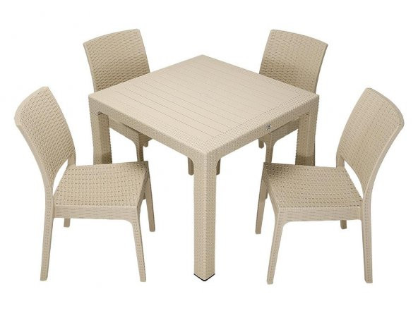 Mandella Elit Rattan 90x90 Elit Sandalye Masa Takımı ÇÖLBEJİ