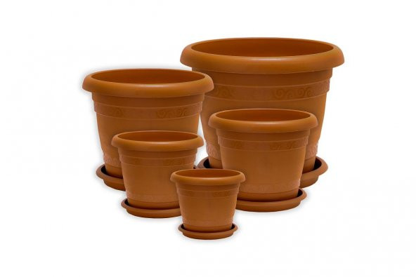 Sağlam Plastik Klasik Toprak Saksı 5'li Set Kahverengi ürün görseli