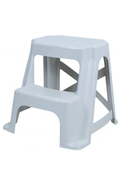 Mandella Sağlam Plastik Basamaklı Tabure Beyaz (1 ADET) - Resim 2