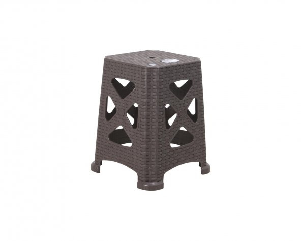 Mandella Sağlam Plastik Elit Rattan Büyük Tabure (6 Adet) Kahverengi