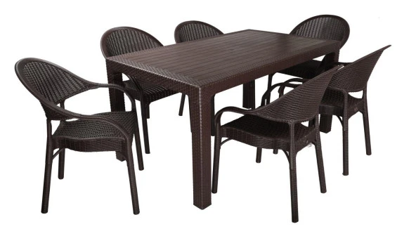 Mandella Elit Rattan 90x150 Eylül Koltuk Masa Takımı Kahverengi - 1