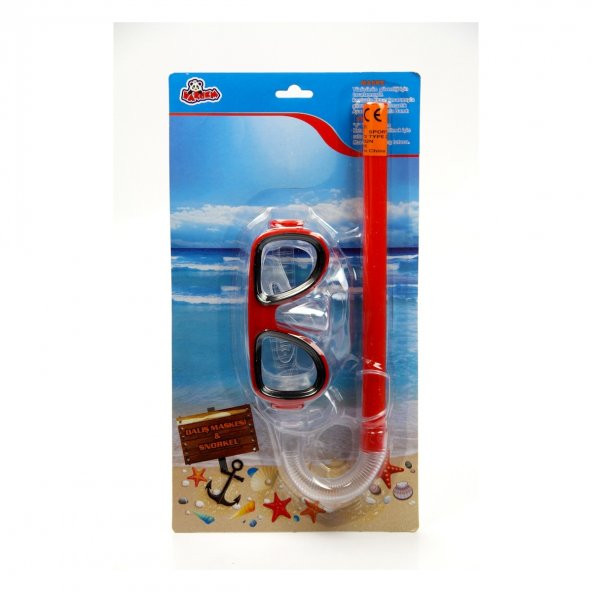 Deniz Gözlüklü Çocuk Şnorkel Set KIRMIZI