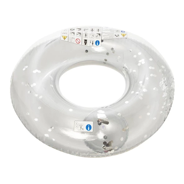 Parıltılı Büyük Boy Şişme Simit Gümüş 109cm - 2