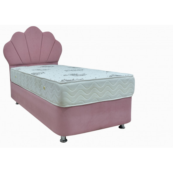 TEK KİŞİLİK LÜX BAZA+FULL ORTOPEDİK YATAK+PAPATYA PUDRA BAŞLIK