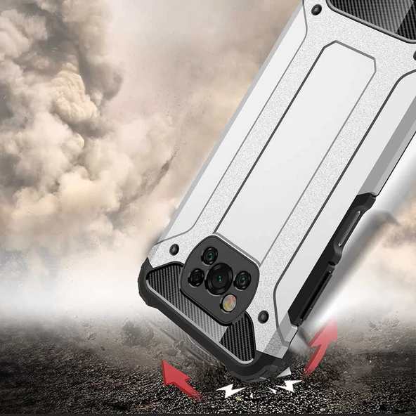 Xiaomi Poco X3 Kılıf Armor Hybrid Zırh Silikon - 11