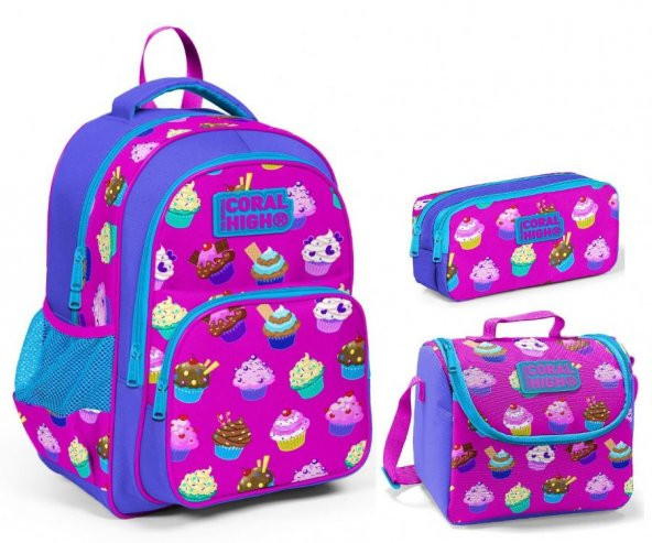 Coral High Kids Kız Çocuk İlkokul Çanta Seti - Cupcake ürün görseli