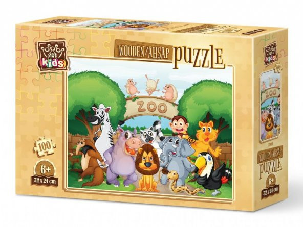 Art Kids Hayvanat Bahçesine Hoşgeldiniz 100 Parça Ahşap Puzzle