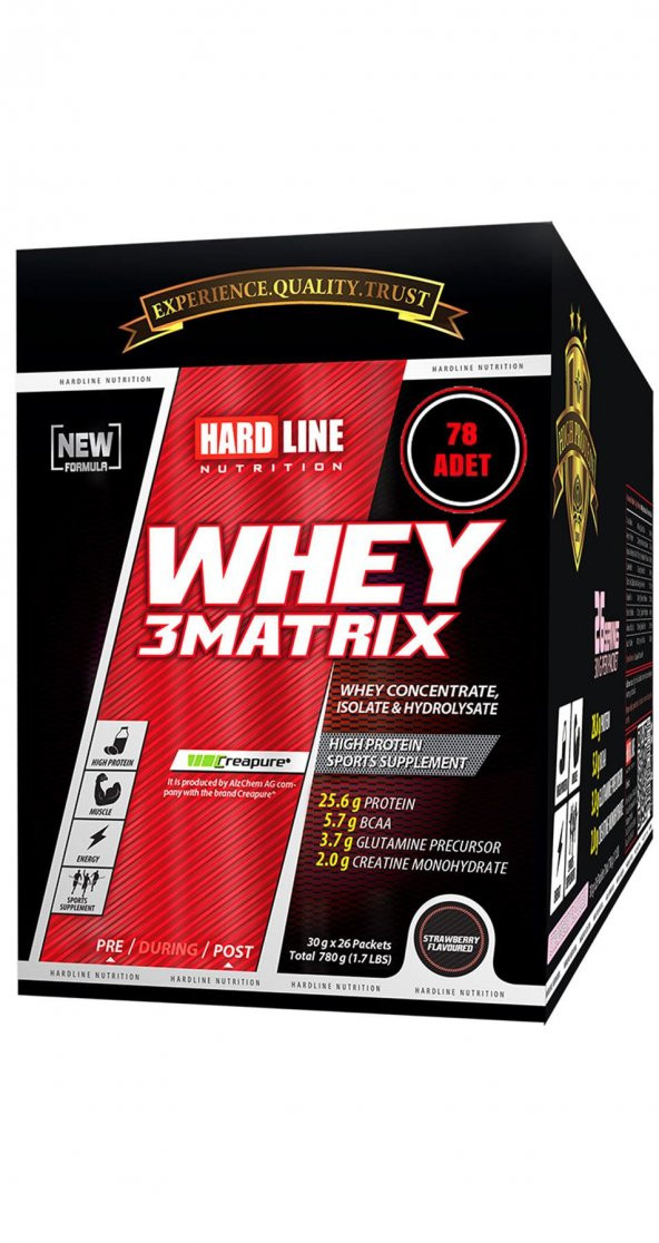 Hardline Whey Protein Tozu 3 Matrix 30 Gr 78 Paket Çilek Aromalı