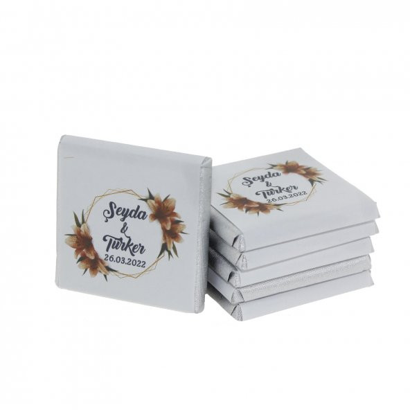 48 Adet Zambak Çiçekli Söz Nişan Çikolatası İsme Özel Madlen - Resim 4