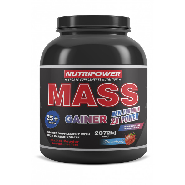 Nutripower Mass Gainer Kilo Almaya Yardımcı Karbonhidrat Tozu 2500g Çilek 25 Servis