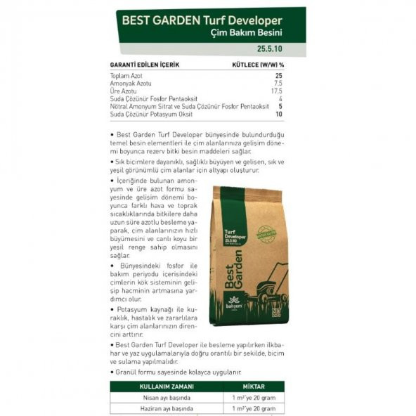 Gübretaş Bestgarden Çim Bakım Gübresi 20 Kg - 2