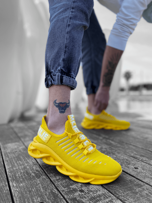 BA0602 Phantom Kalın Taban Tarz Sneakers Sarı Erkek Spor Ayakkabısı