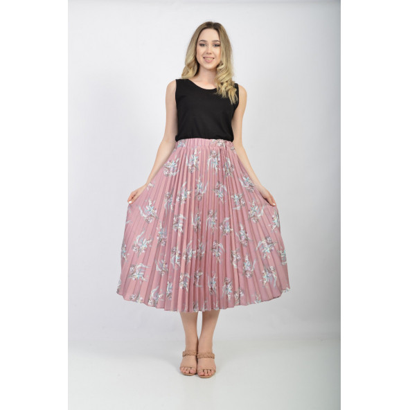 SORALLİNE BAYAN PLİSOLEY ETEK 786 SATEN EMPİRME - 5