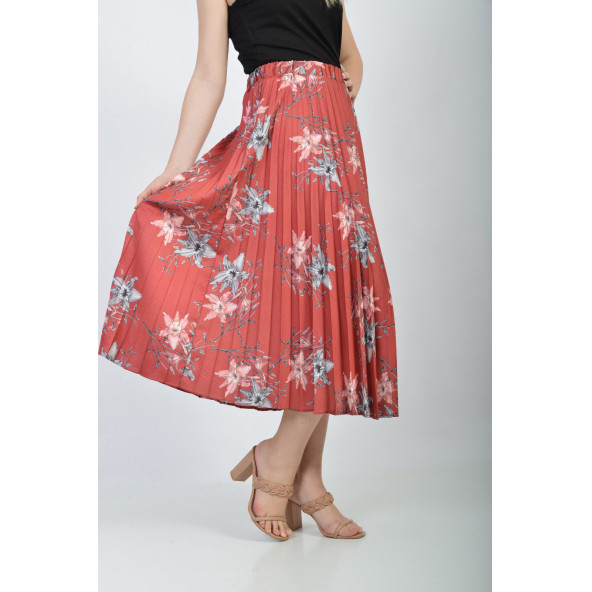 SORALLİNE BAYAN PLİSOLEY ETEK 786 SATEN EMPİRME - 6