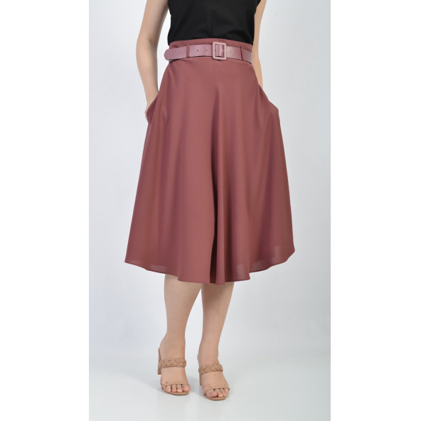 SORALLİNEKADIN KLOŞ ETEK 780 ETAMİN DESEN GÜL - 3