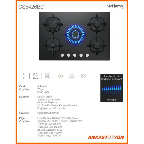 Silverline CS5426B01 Ankastre Ocak 9 Kademeli ısı ayarı Döküm Izgaralı - 2