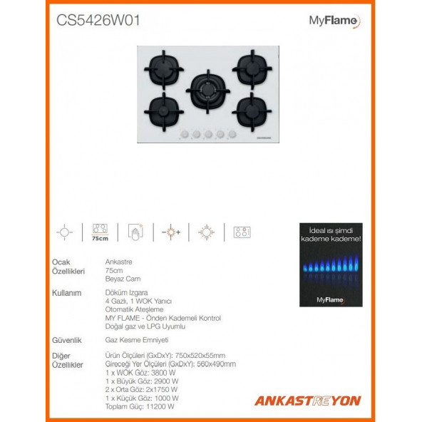Silverline CS5426W01 Beyaz Cam Ankastre Ocak 9 Kademeli ısı ayarı - 2