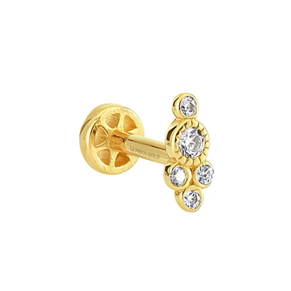 Altın Beştaş Tragus Piercing 14 Ayar - Resim 2