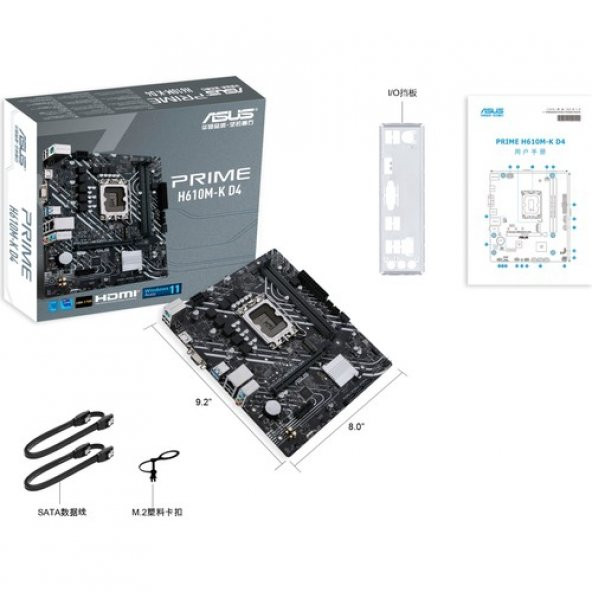 Asus PRIME H610M-K D4 H610 3200 MHz DDR4 LGA1700 mATX Anakart - Resim 1