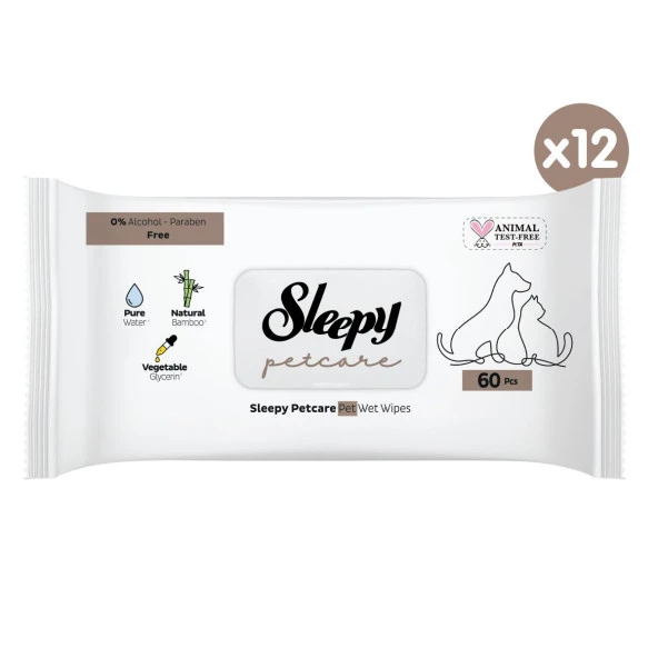 Sleepy Petcare Evcil Hayvan Islak Havlusu 12X60 Yaprak - 3