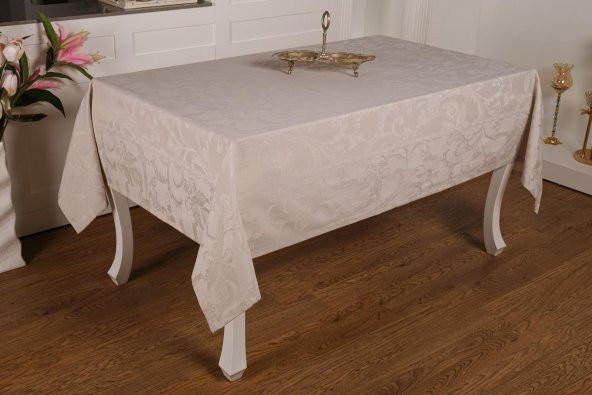 Finezza İpek Lüx Jakar Polycotton Kumaş Taş Masa Örtüsü 160x220 cm - 1076
